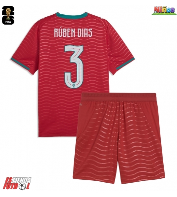 Portugal Ruben Dias #3 Primera Equipación Niños Mundial 2026 Manga Corta (+ Pantalones cortos)